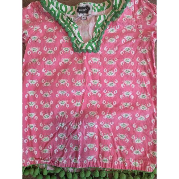 Mud Pie Girls Crab Pom Pom Tunic Top Cotton size 3T - Picture 3 of 4
